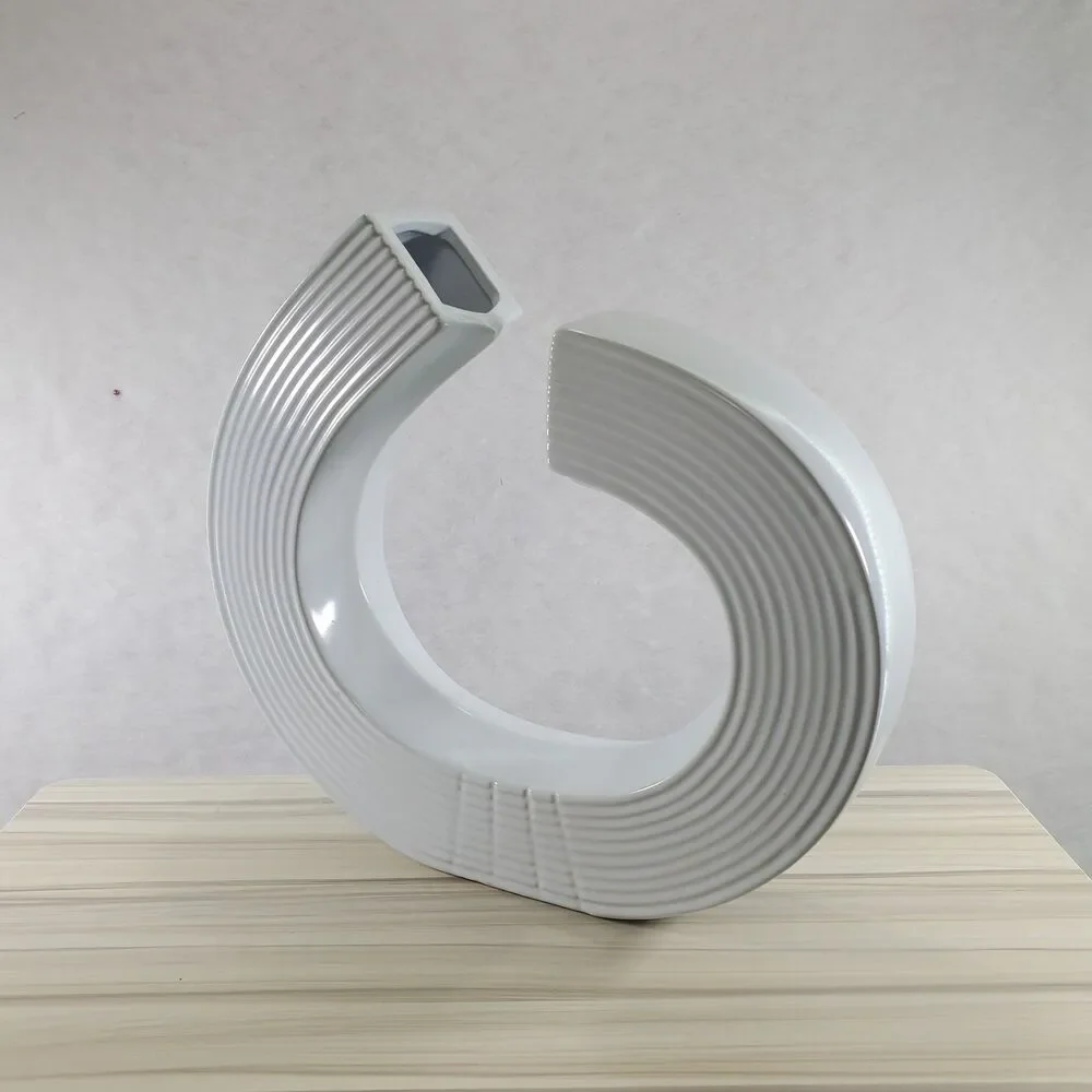 Round Circle Abstract Modern Art Sculpture Vase White Ceramic Sagebrook White